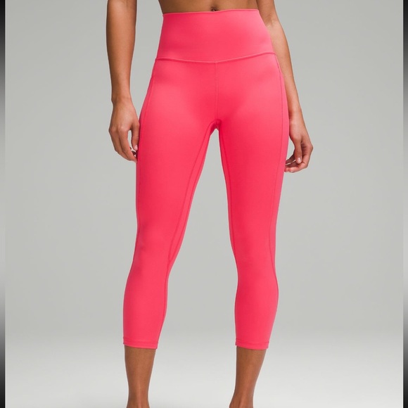 LULULEMON ALIGN HIGH RISE 23”CROP LEGGINGS GLAZE PINK COLOR SIZE 8 NWT - Picture 4 of 7